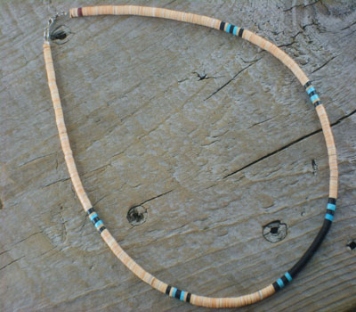 Necklace Native American Melon Shell w/ Mixed Heishi